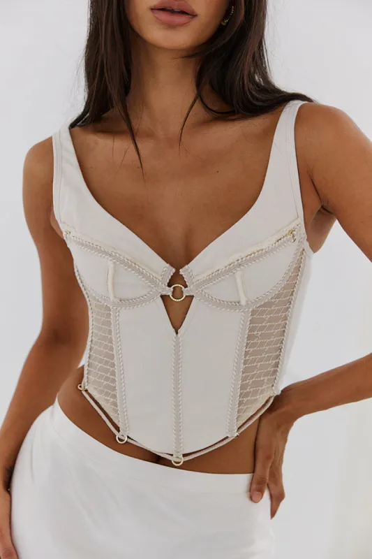 Ebony Corset in Pearl sold by Bydee