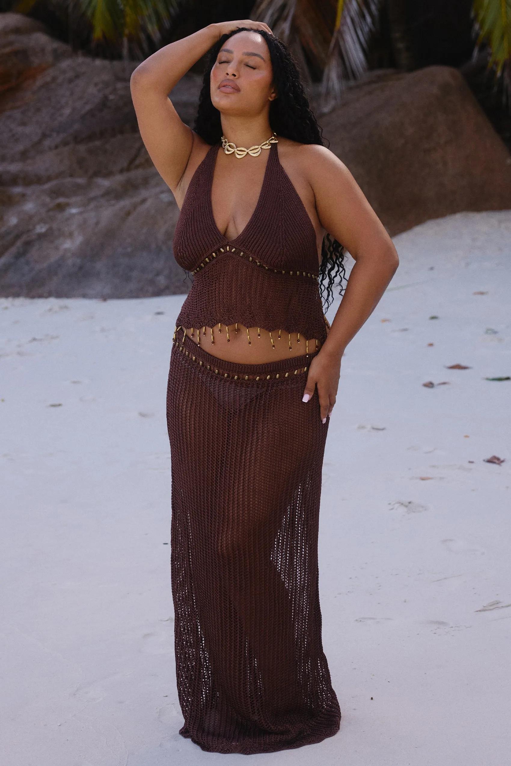 Zulu Crochet Maxi Skirt in Cacao sold by Bydee product image thumbnail 2