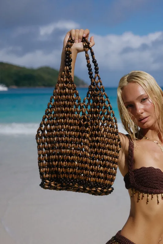 Beaded Bag in Cacao sold by Bydee