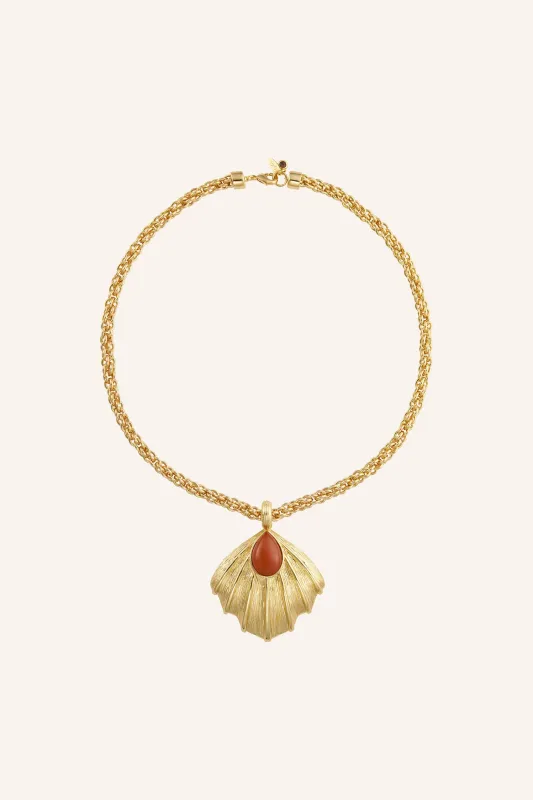 Zahana Necklace in Orange Aventurine made by Bydee