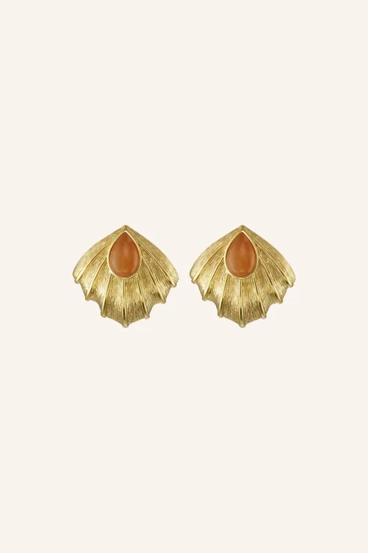 Zahana Earrings in Orange Aventurine made by Bydee