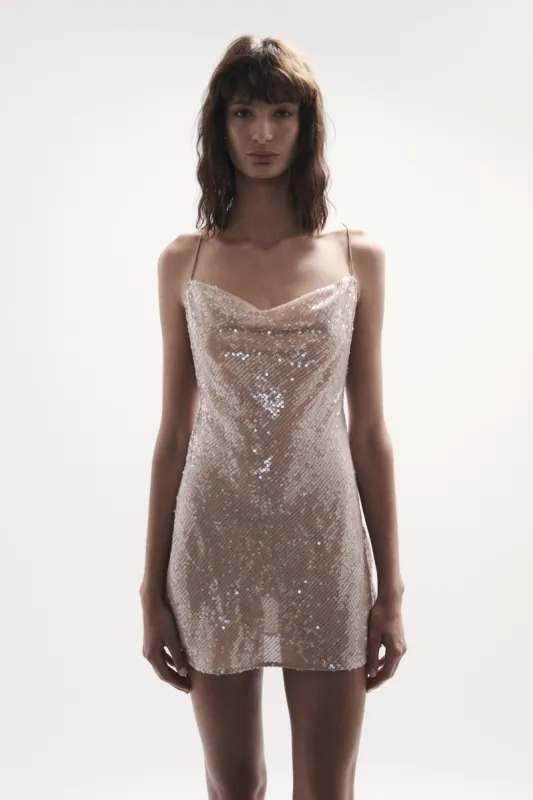 IBIZA Latte - Sequin Mini Dress sold by Sommer Swim