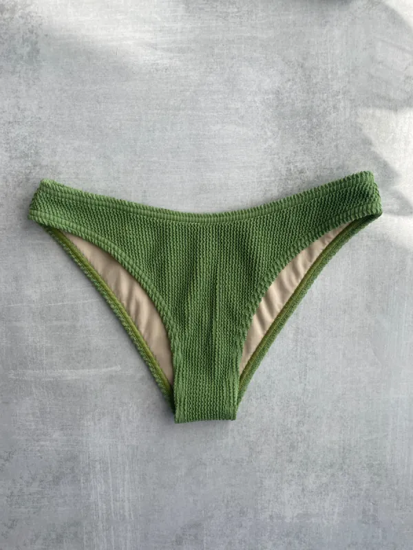 Piper II Moderate Coverage Crinkle Bottom - Matcha Green sold by KOANA SWIM
