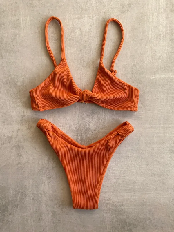 Sydney Knot Ribbed Set - Burnt Orange sold by KOANA SWIM