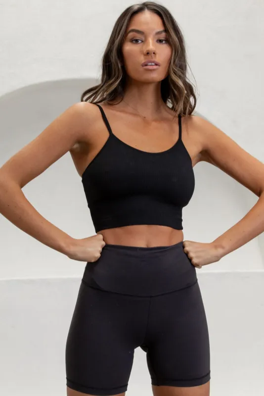 Flex Ribbed Tank with Adjustable Straps - Black sold by KOANA SWIM