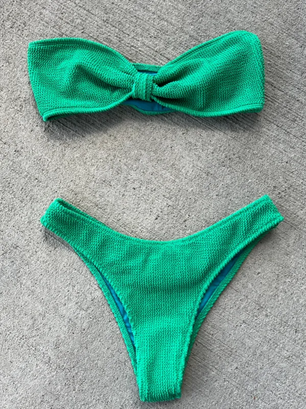 Christy Strapless Knot Top - Jade Green sold by KOANA SWIM