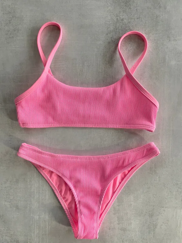 Penny Ribbed Top - Candy Pink sold by KOANA SWIM