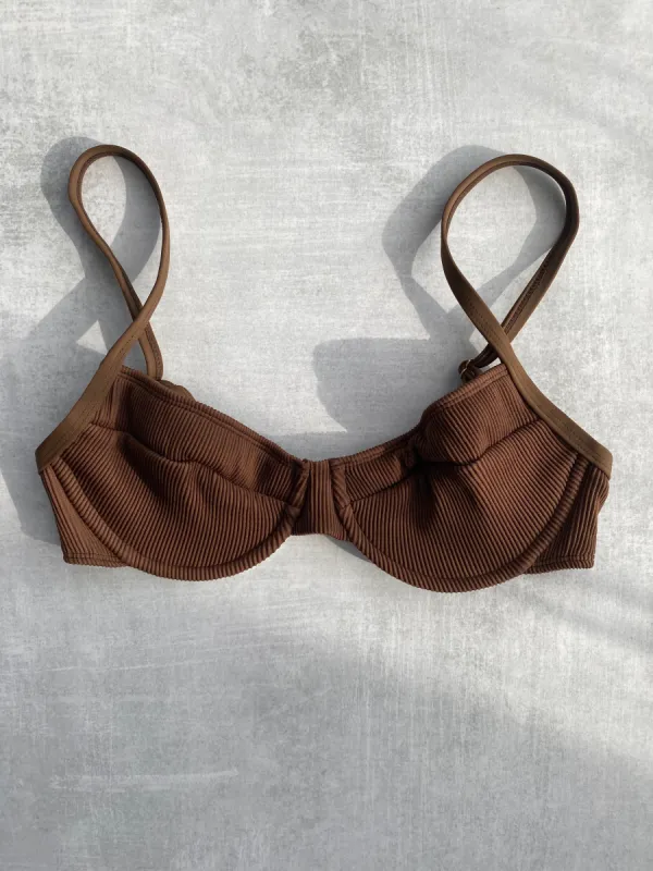 Nova Underwire Bra - Brown Ribbed sold by KOANA SWIM