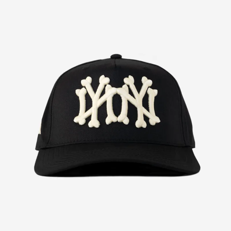 NY NY BONES CURVED BRIM HAT (BLK/CRM) made by bnnd