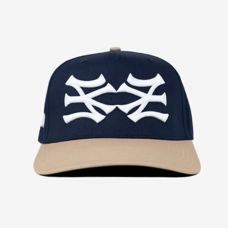 NY NY HAT CURVED BRIM (BLUE/TAN) made by bnnd