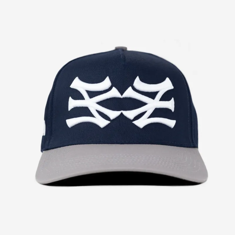 NY NY HAT CURVED BRIM (BLUE/GRY) made by bnnd