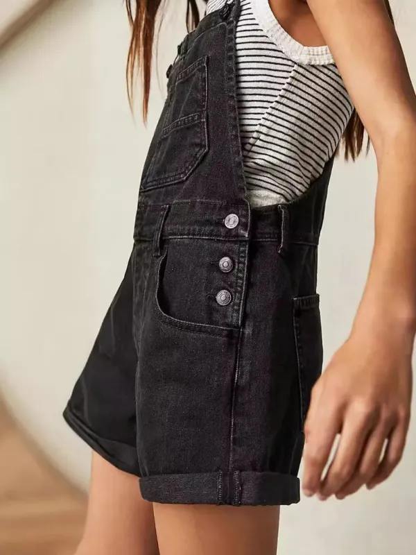 Square Neck Wide Strap Denim Overalls sold by The Barefoot Brunette Boutique