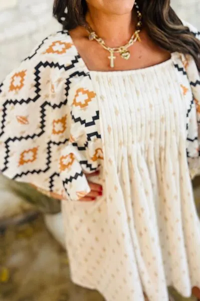 Geometric Square Neck Half Sleeve Mini Dress sold by The Barefoot Brunette Boutique product image thumbnail 4