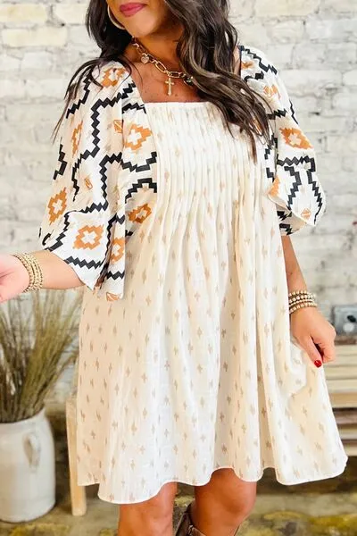 Geometric Square Neck Half Sleeve Mini Dress sold by The Barefoot Brunette Boutique product image thumbnail 3