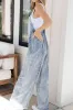 Frayed Exposed Seam Wide Leg Denim Overalls sold by The Barefoot Brunette Boutique