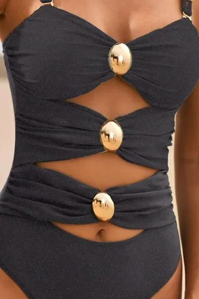 Cutout Ruched Sweetheart Neck One-Piece Swimwear sold by The Barefoot Brunette Boutique product image thumbnail 3