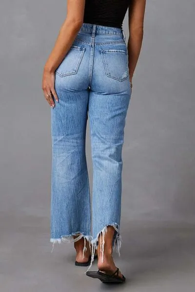 Distressed Raw Hem Jeans with Pockets sold by The Barefoot Brunette Boutique product image thumbnail 3