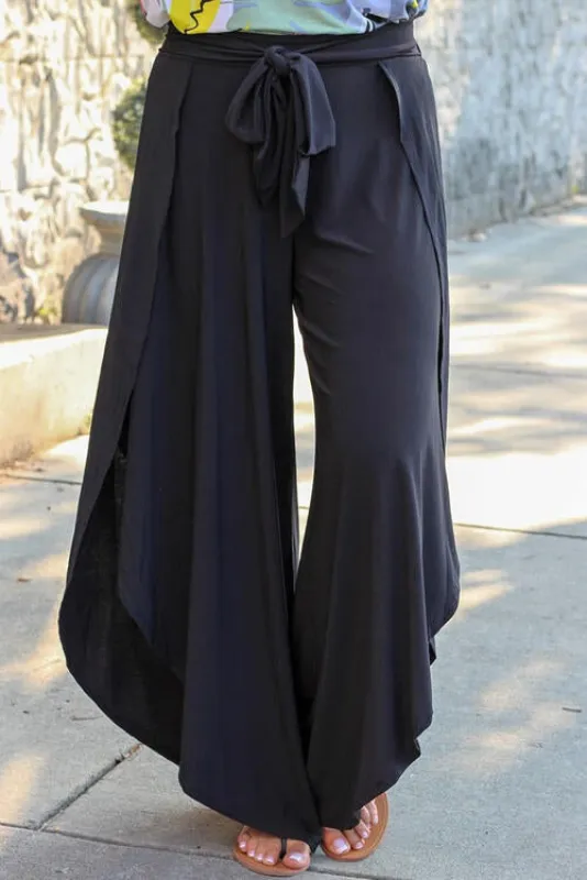 Plus Size Tie Front Wide Leg Pants sold by The Barefoot Brunette Boutique