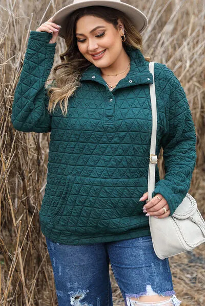 Plus Size Quarter Snap Quilted Sweatshirt sold by The Barefoot Brunette Boutique product image thumbnail 3