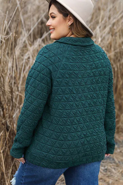 Plus Size Quarter Snap Quilted Sweatshirt sold by The Barefoot Brunette Boutique product image thumbnail 2