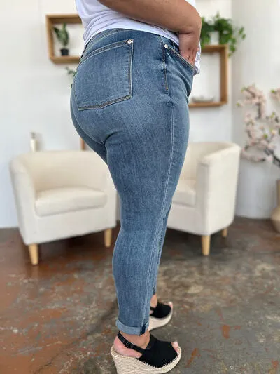 Judy Blue Full Size Cuffed Hem Slim Jeans sold by The Barefoot Brunette Boutique product image thumbnail 4