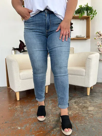 Judy Blue Full Size Cuffed Hem Slim Jeans sold by The Barefoot Brunette Boutique product image thumbnail 2