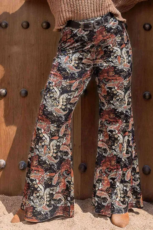 Plus Size Printed Wide Leg Long Pants sold by The Barefoot Brunette Boutique