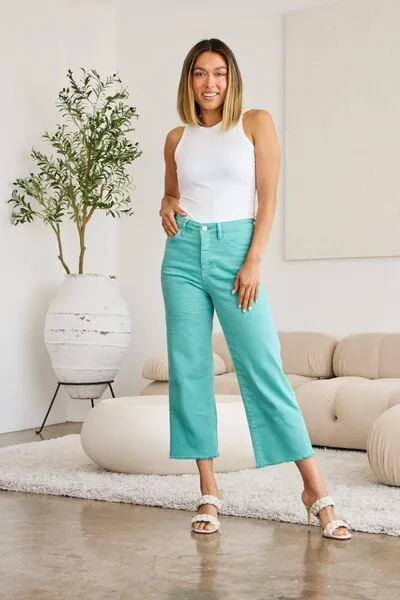 RFM Crop Chloe Full Size Tummy Control High Waist Raw Hem Jeans sold by The Barefoot Brunette Boutique product image thumbnail 5