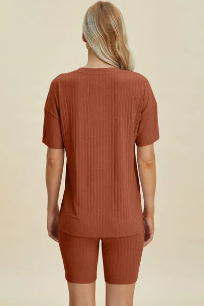 Basic Bae Full Size Ribbed V-Neck Short Sleeve Top and Shorts Set sold by The Barefoot Brunette Boutique product image thumbnail 3