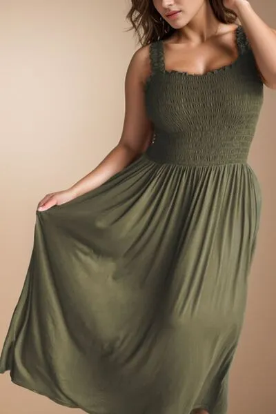 Plus Size Smocked Square Neck Maxi Dress sold by The Barefoot Brunette Boutique product image thumbnail 2