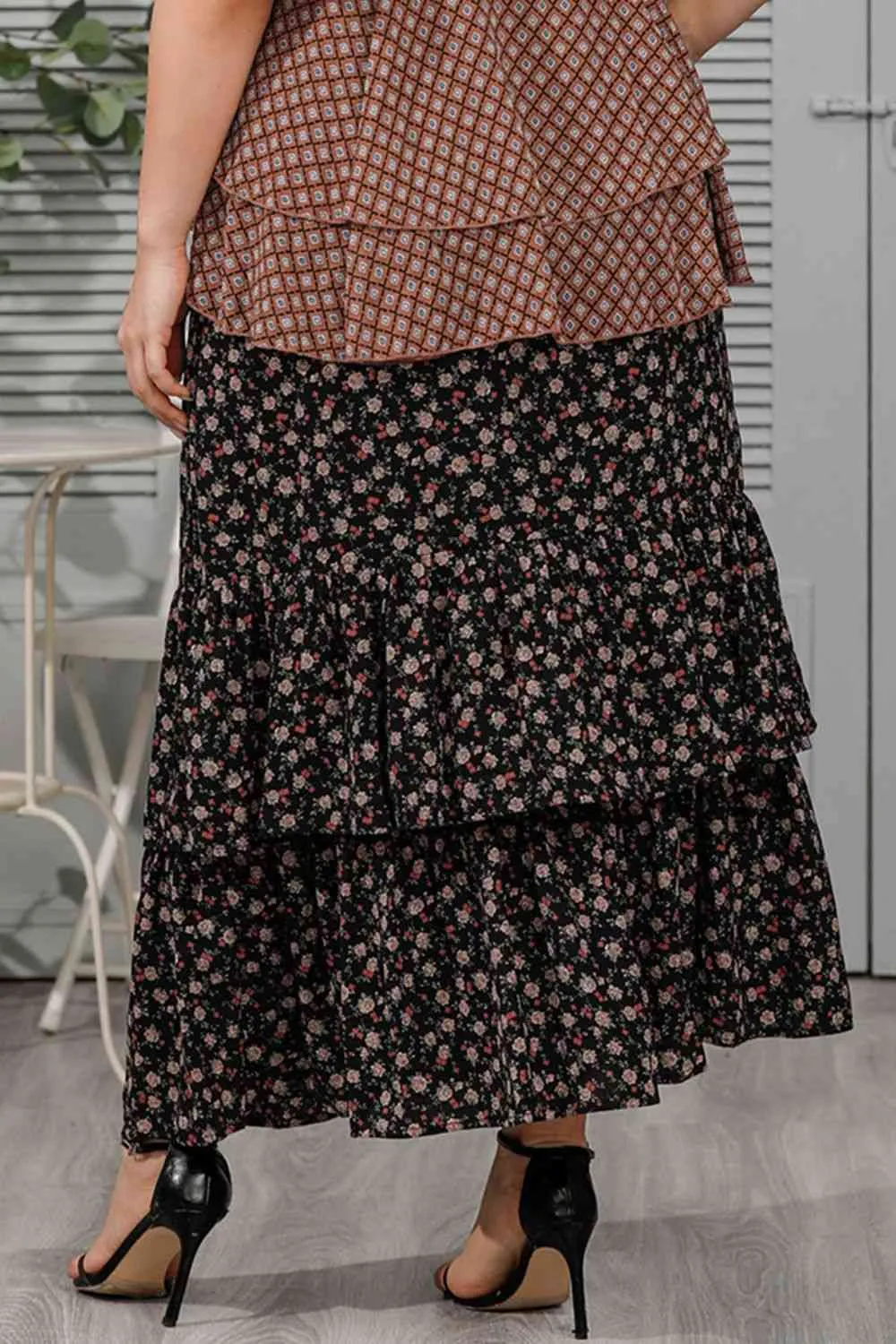 Plus Size Ditsy Floral Layered Maxi Skirt sold by The Barefoot Brunette Boutique product image thumbnail 2