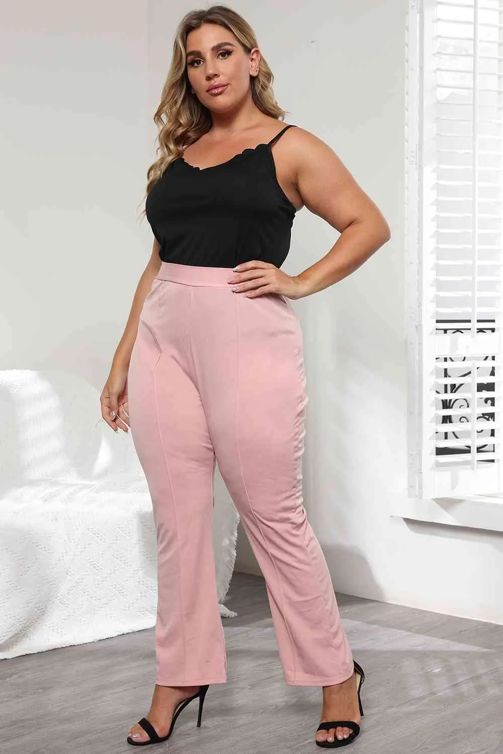 Plus Size Seamed Detail Plain Pants sold by The Barefoot Brunette Boutique product image thumbnail 3