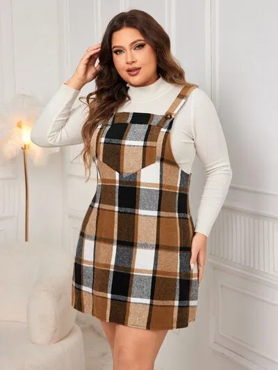 Honey Plus Size Plaid Wide Strap Overall Dress sold by The Barefoot Brunette Boutique product image thumbnail 3