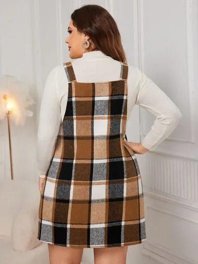 Honey Plus Size Plaid Wide Strap Overall Dress sold by The Barefoot Brunette Boutique product image thumbnail 2