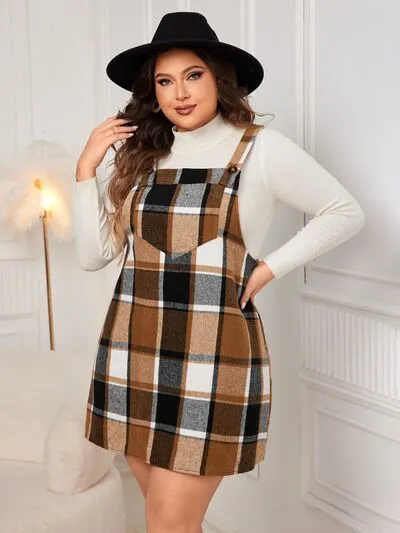 Honey Plus Size Plaid Wide Strap Overall Dress sold by The Barefoot Brunette Boutique product image thumbnail 4