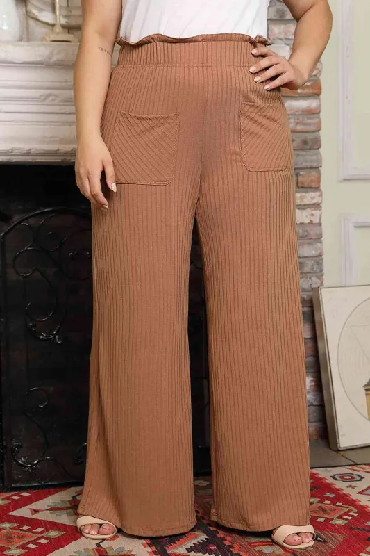 Plus Size Wide Leg Pants with Pockets sold by The Barefoot Brunette Boutique