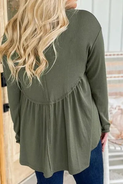 Plus Size Peplum Round Neck Long Sleeve Blouse sold by The Barefoot Brunette Boutique product image thumbnail 2