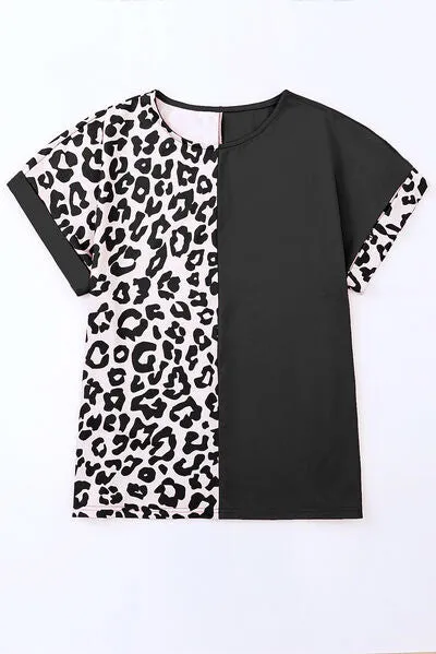 Plus Size Leopard Round Neck T-Shirt sold by The Barefoot Brunette Boutique product image thumbnail 2