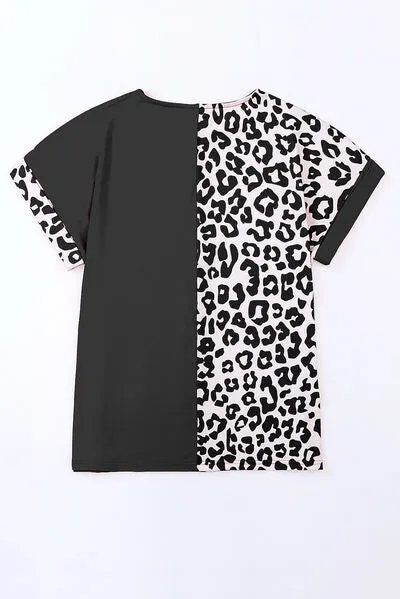 Plus Size Leopard Round Neck T-Shirt sold by The Barefoot Brunette Boutique product image thumbnail 3