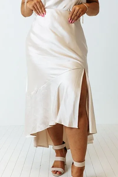 Plus Size Slit Ruffled Skirt sold by The Barefoot Brunette Boutique