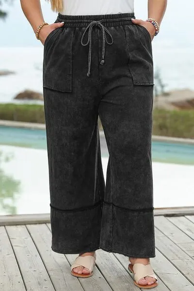 Plus Size Drawstring Wide Leg Pants sold by The Barefoot Brunette Boutique product image thumbnail 2