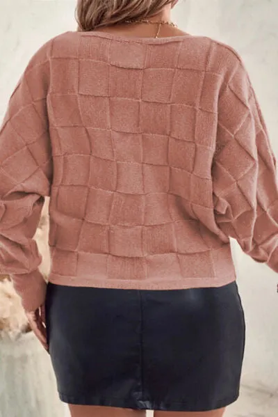 Plus Size Plaid Round Neck Sweater sold by The Barefoot Brunette Boutique product image thumbnail 5