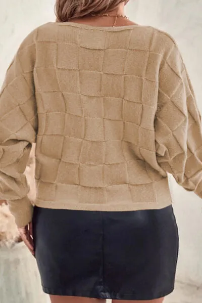 Plus Size Plaid Round Neck Sweater sold by The Barefoot Brunette Boutique product image thumbnail 2