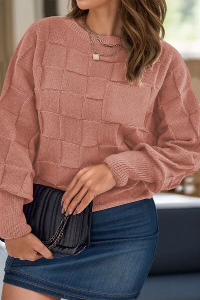 Plus Size Plaid Round Neck Sweater sold by The Barefoot Brunette Boutique product image thumbnail 4