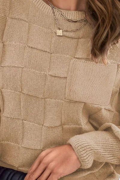 Plus Size Plaid Round Neck Sweater sold by The Barefoot Brunette Boutique product image thumbnail 3