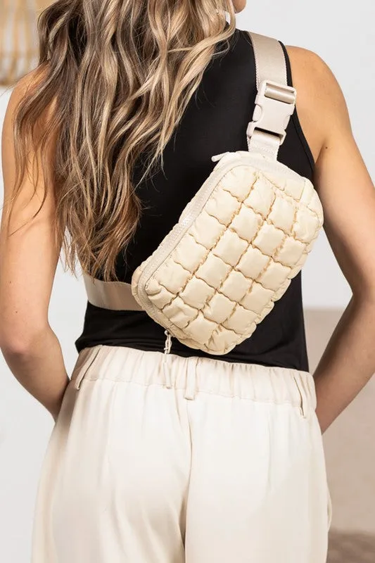 Evyn Quilted Puffer Sling Belt Bum Bag sold by The Barefoot Brunette Boutique product image thumbnail 2