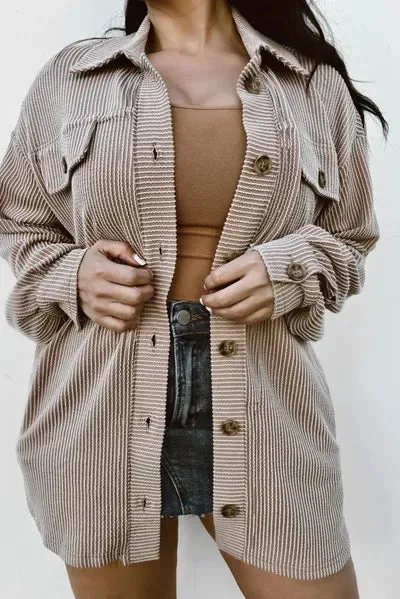Plus Size Button Up Long Sleeve Jacket sold by The Barefoot Brunette Boutique product image thumbnail 4