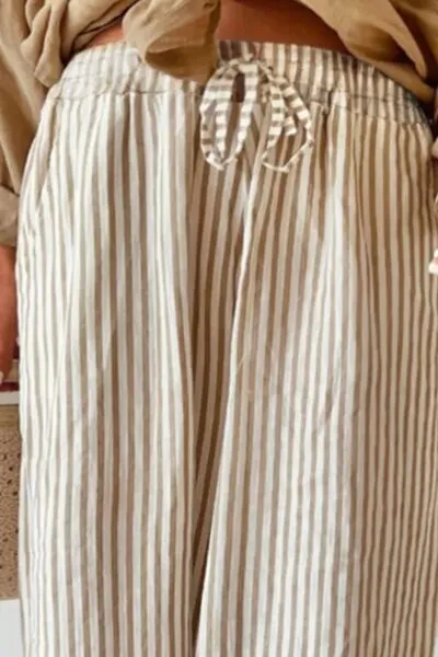 Plus Size Striped Wide Leg Pants sold by The Barefoot Brunette Boutique product image thumbnail 3