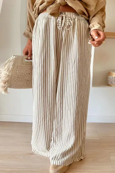 Plus Size Striped Wide Leg Pants sold by The Barefoot Brunette Boutique