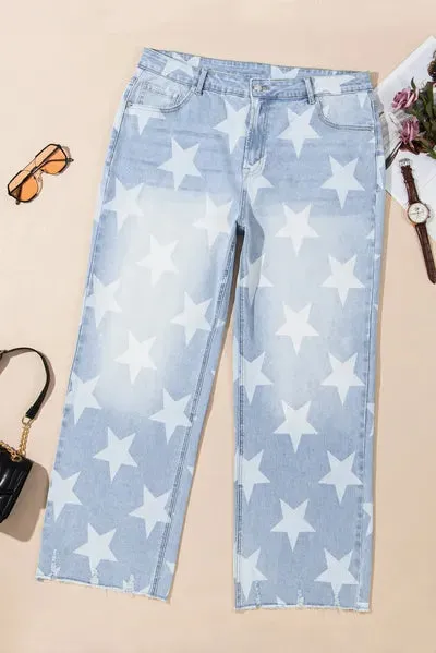 Plus Size Star Straight Leg Jeans with Pockets sold by The Barefoot Brunette Boutique product image thumbnail 3